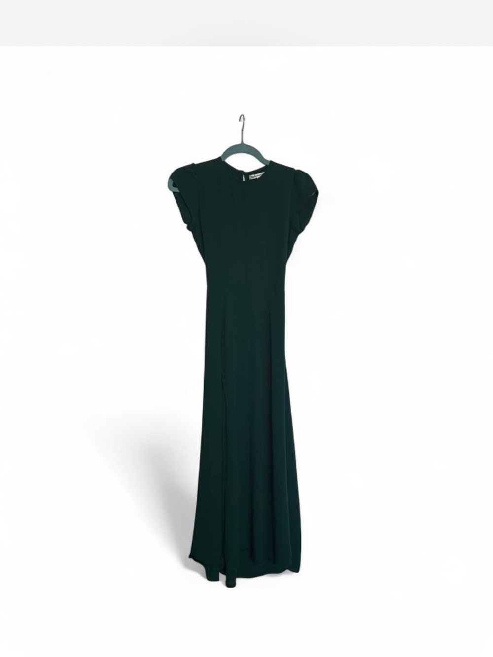 Reformation Galvin Elegant Dark Green Midi Dress with Cap Sleeves